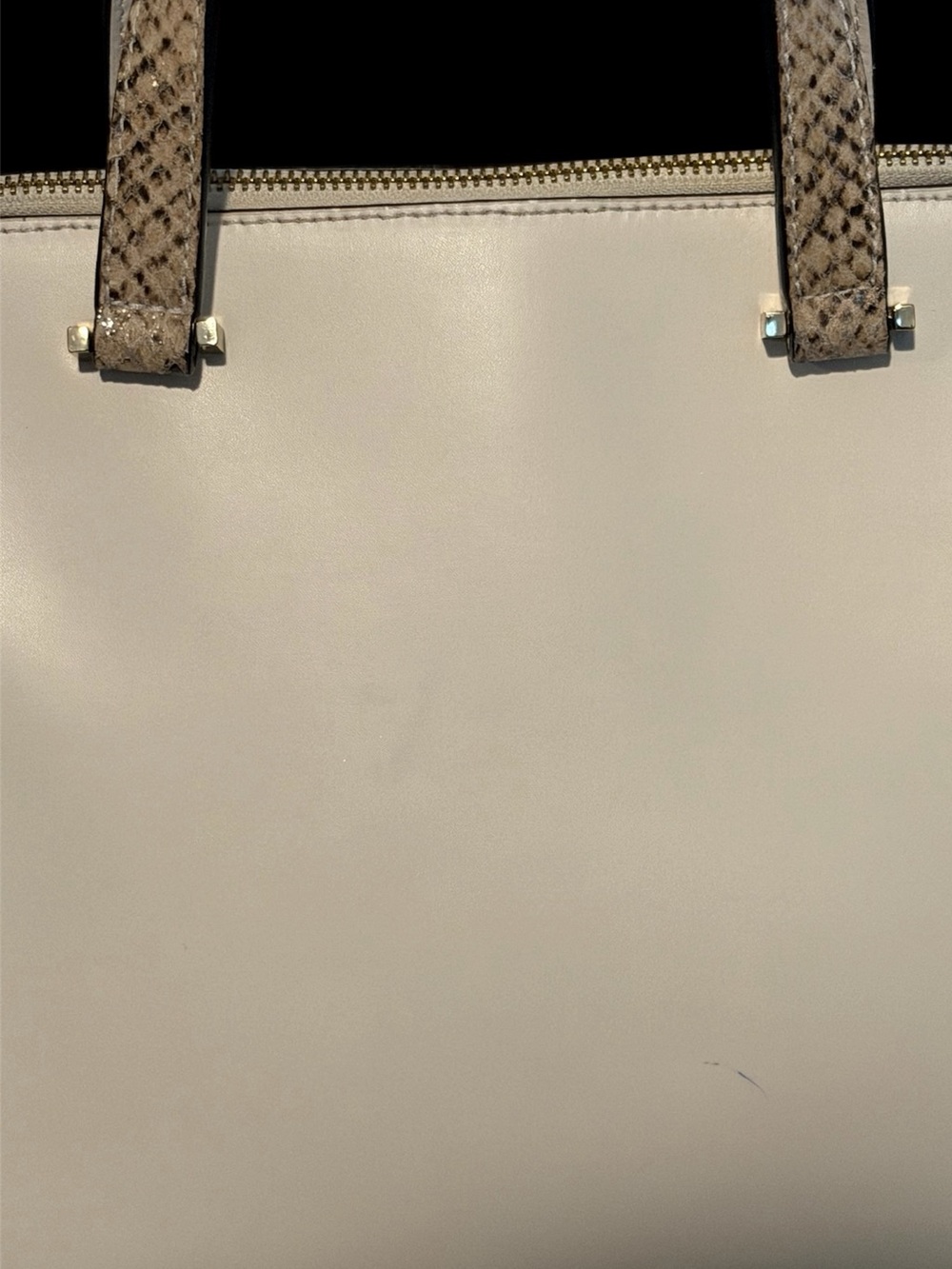 Kate Spade Cream Satchel with Snake-Print Trim and Gold Hardware - Picture 10 of 11